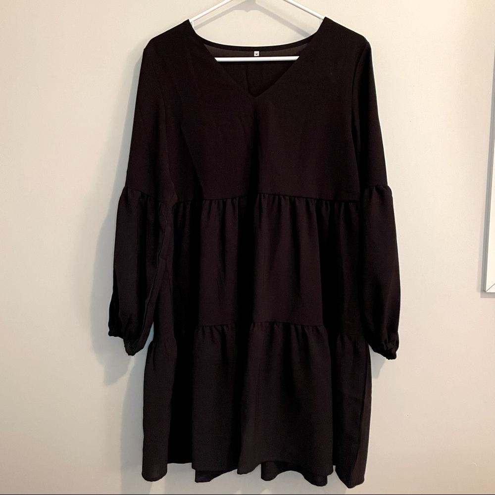 Black Flowy Tiered Dress